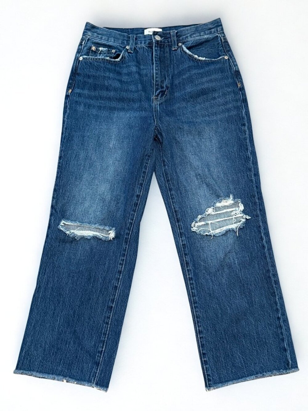 Pistola Distressed High Rise Wide Leg 25" Crop Jeans Blue Size 29